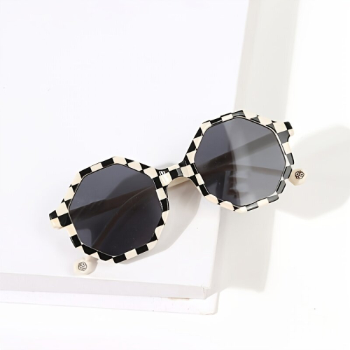 Childrens Flat Lens UV Protection Plaid Pattern Sunglasses 1