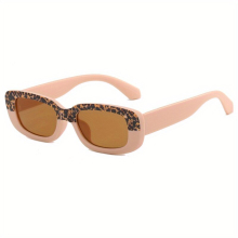 1pc UV400 Macaron Narrow Frame Leopard Print Kids Sunglasses
