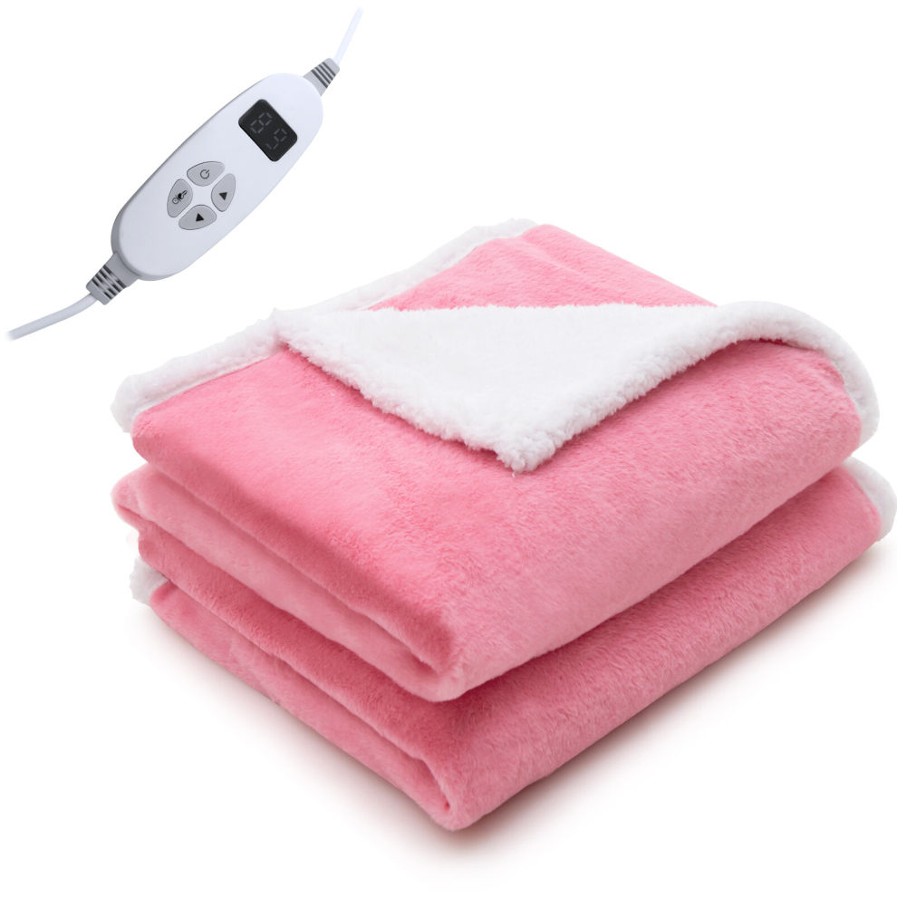 Electric Heated Blanket Fleece & Faux Rabbit Velvet W/10 Heat Settings