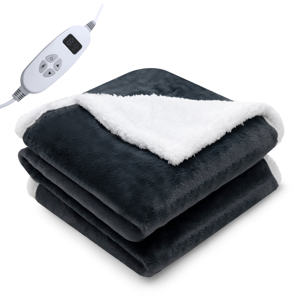 Electric Heated Blanket Fleece & Faux Rabbit Velvet W/10 Heat Settings