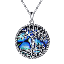 1pc Girls Tree Of Life Goddess And Child Abalone Shell Pendant Necklace Charm Amulet Colorful Abalone Shell Vacation Copper Jewelry Accessories