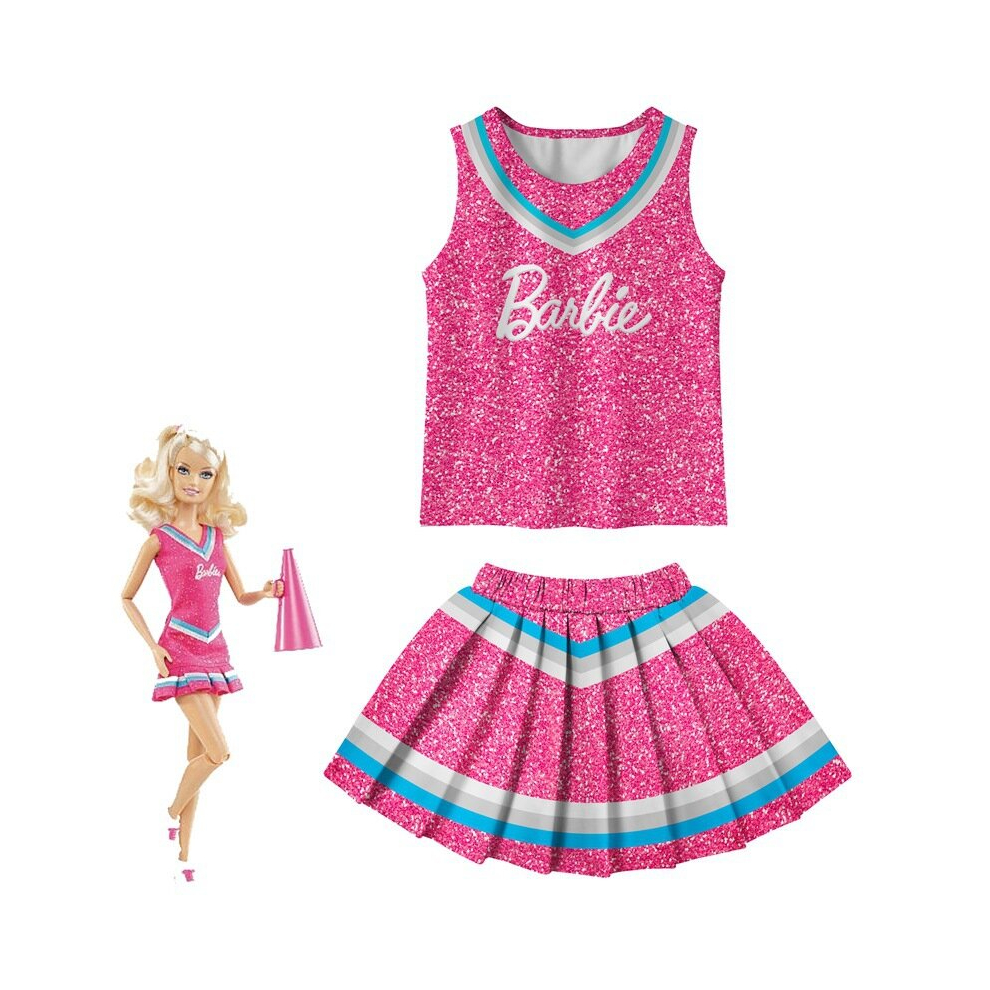 Photos - Fancy Dress  Womens Girls Cosplay Barbie Princess Costume Vest+Skirt Cheerleader Dress Outfit(pink, 130)