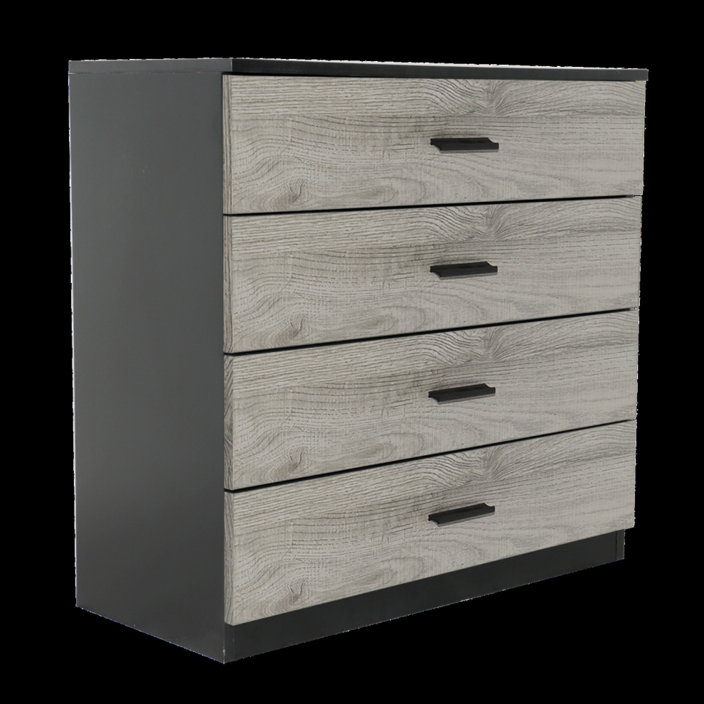 (Black Carcass]+Ash Grey Drawers, 4) 4 Or 5 Drawer Wooden Bedroom Chest Cabinet Modern Wide Storage Cupboard Closet