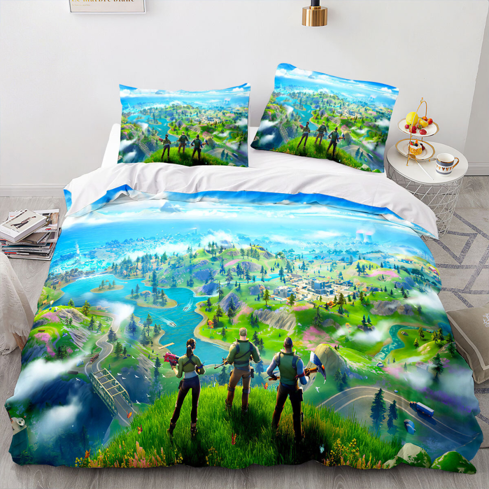 (A20, Single) Fortnite Game Collection Printed Single Double Duvet Cover Pillowcase