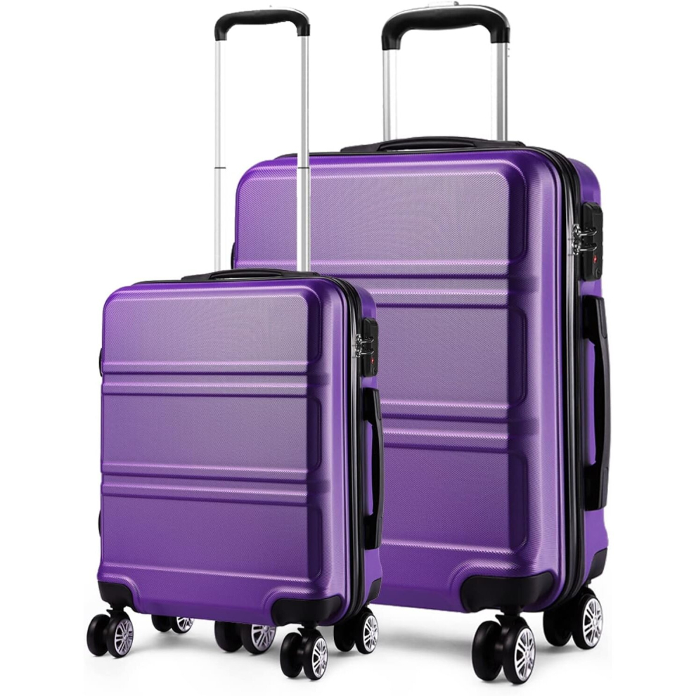 (Purple) 2 PCS Luggage Set Lightweight ABS Hard Shell Trolley Travel Case 20"  Cabin Suitcase + 28" Large Luggage with TSA Lock Spinner Wheels-image-OPC-PCMKJSB-NEW