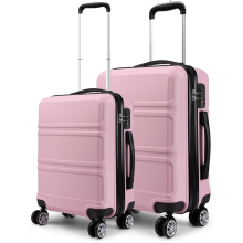 (Pink) 2 PCS Luggage Set Lightweight ABS Hard Shell Trolley Travel Case 20" Cabin Suitcase + 28" Large Luggage with TSA Lock Spinner Wheels