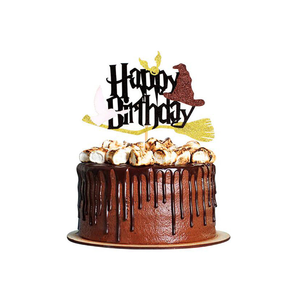 Glitter Wizard Cupcake Cake Toppers Harry Potter Happy Birthday Party