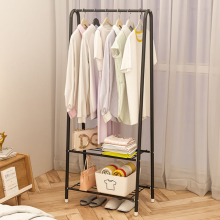 Freestanding Metal Clothing Rack with 2-Tier Wire Shelf