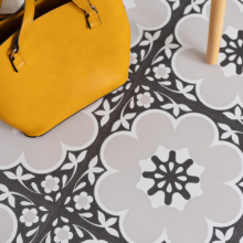 DAPHNE BLACK peel and stick vinyl floor tiles