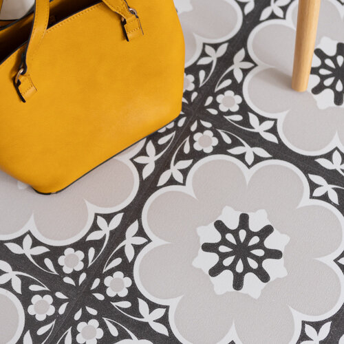 Fine Decor DAPHNE BLACK peel and stick vinyl floor tiles
