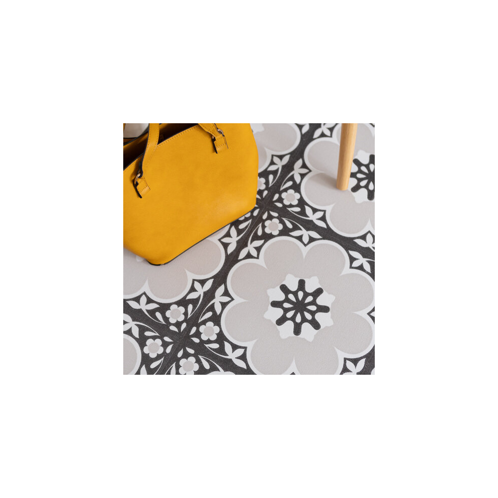 DAPHNE BLACK peel and stick vinyl floor tiles