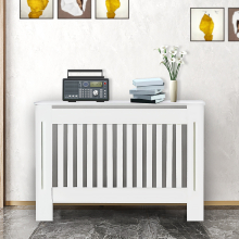 (L:82x152x19cm) Radiators Cover MDF Radiator Heating Cover Vertical Slat Radiator Shelf for Living Room Bedroom Hallway Cabinet White Painted