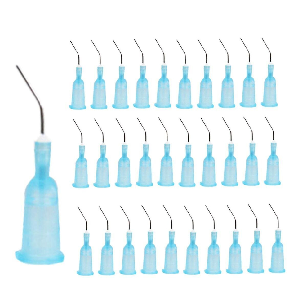 100pcs Bent Dispensing Tips 25g, Blunt Tip Dispensing Needle, Dental Pre Bent Flow Dispensing Etch