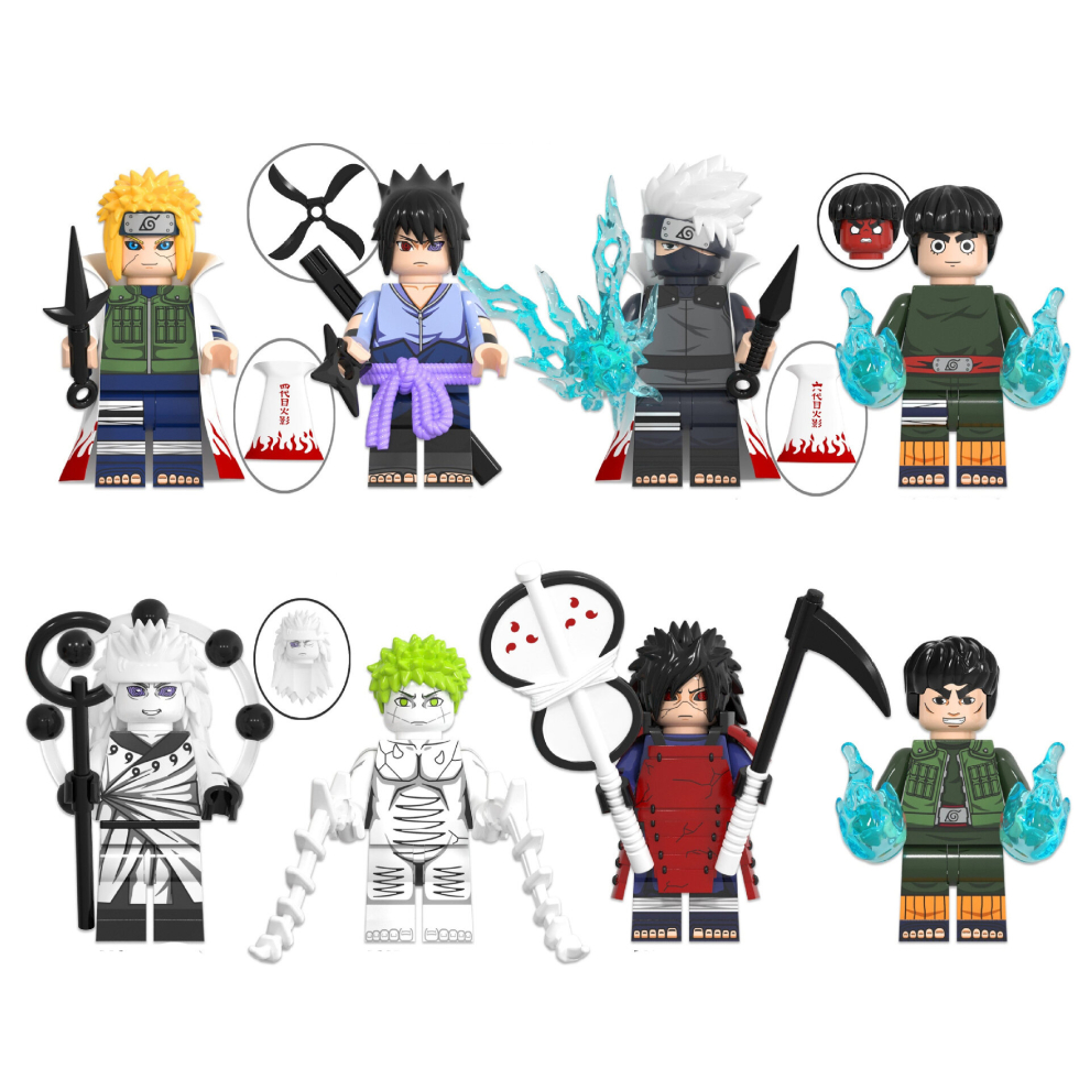 (8Pcs/set WM6109) 8Pcs/set Naruto Building Blocks Action Minifigure Toys Fit LEGO