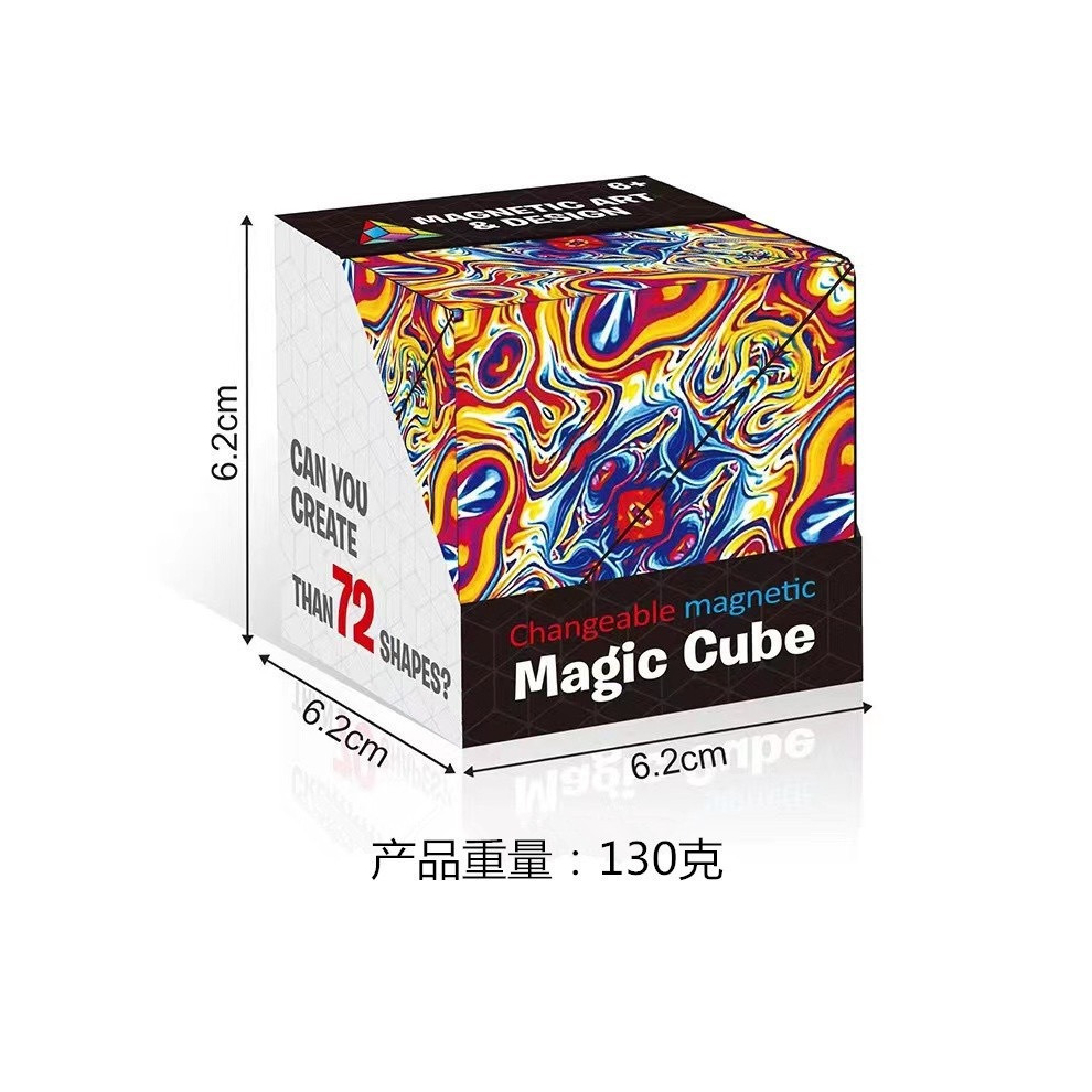 (Style A) Changeable Magnetic Magic Cube 3d Flip Puzzle Toys Ink Ocean Pattern Gifts Kids-image-OPC-PCMWYHV-NEW