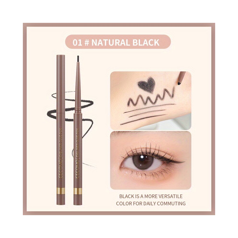 Smooth Eyeliner Glue Pen Fine Tip Rendering Eyeliner Smudge Proof Decolored Proof Brown Natural Look Eyeliner Makeup Tool