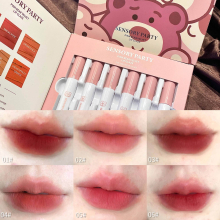 Six Pcs Velvet Lip Glaze Set Long Lasting Waterproof Bear Daily Natural Makeup Lightweight Creamy Texture Non Smudge Non Stick Cup