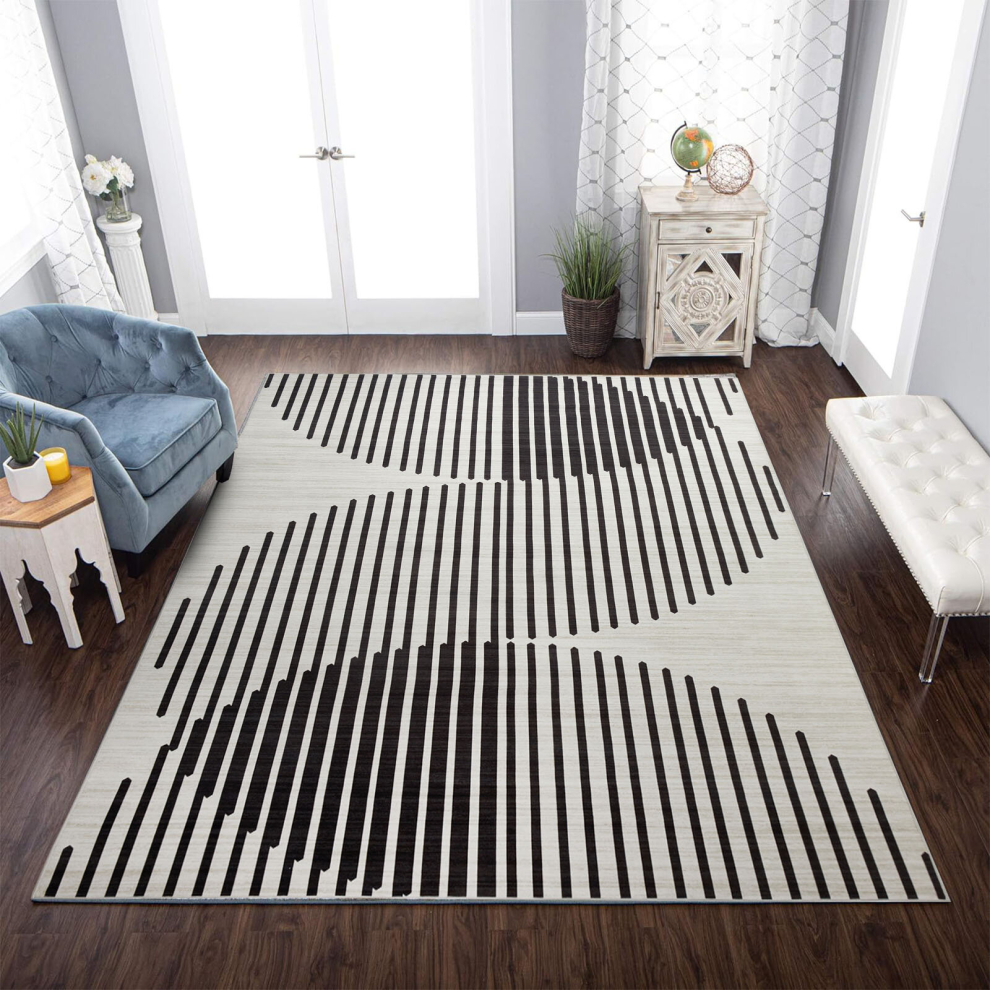 (120x170 cm, JETT- PRINTED RUG) Non Slip Rugs Printed Geometric Carpets Runner Mat