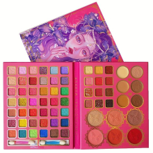 66 Colors Makeup Palette Eyeshadow Concealer Highlighter Blush Makeup Palette Pink Green Multicolor Creamy Texture Fashionable Facial Makeup Palette F