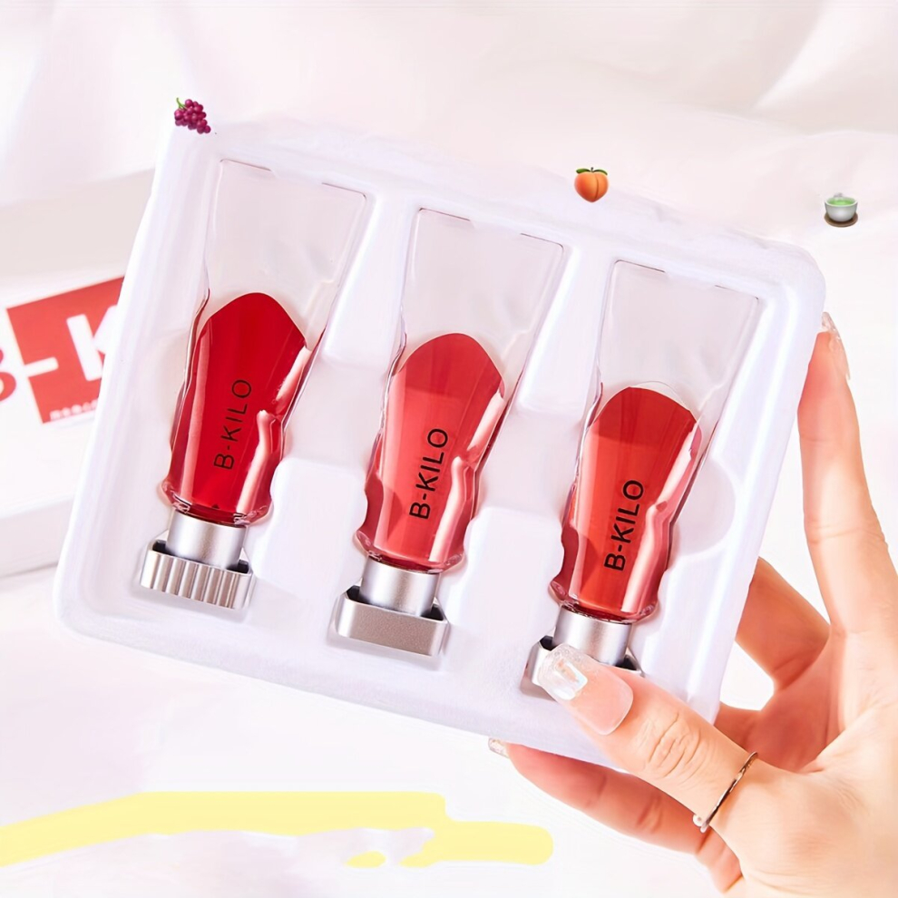 3 Pcs Ice Cube Silky Mist Lip Glaze Cover Box Waterproof Long lasting Non fading Non stick Cup Lip Mud Lipstick Pigmented