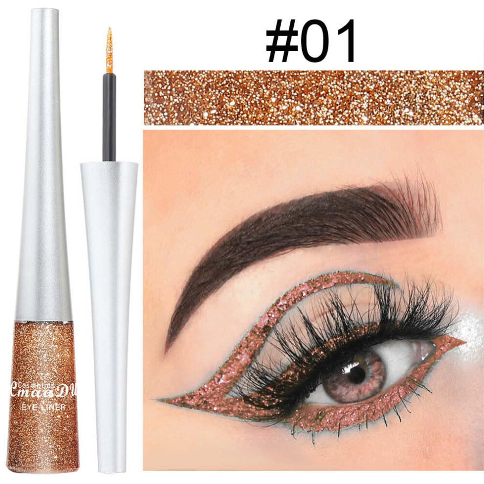 Multicoloured 16 Colors Waterproof Glitter Metallic Liquid Eyeliner Pencil Long Lasting Pigmented Shimmering Eye Makeup Gift For Women Green Purple Silvery Golden C
