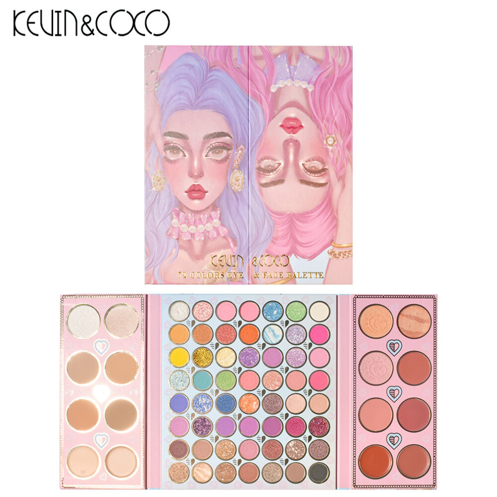 KEVIN&COCO 72 Reverse Girl Eyeshadow Tray Folding Girl Special Bead Matte Light Bright Blush Highlight Contouring One Disc For Women-image-OPC-PCMX72M-NEW
