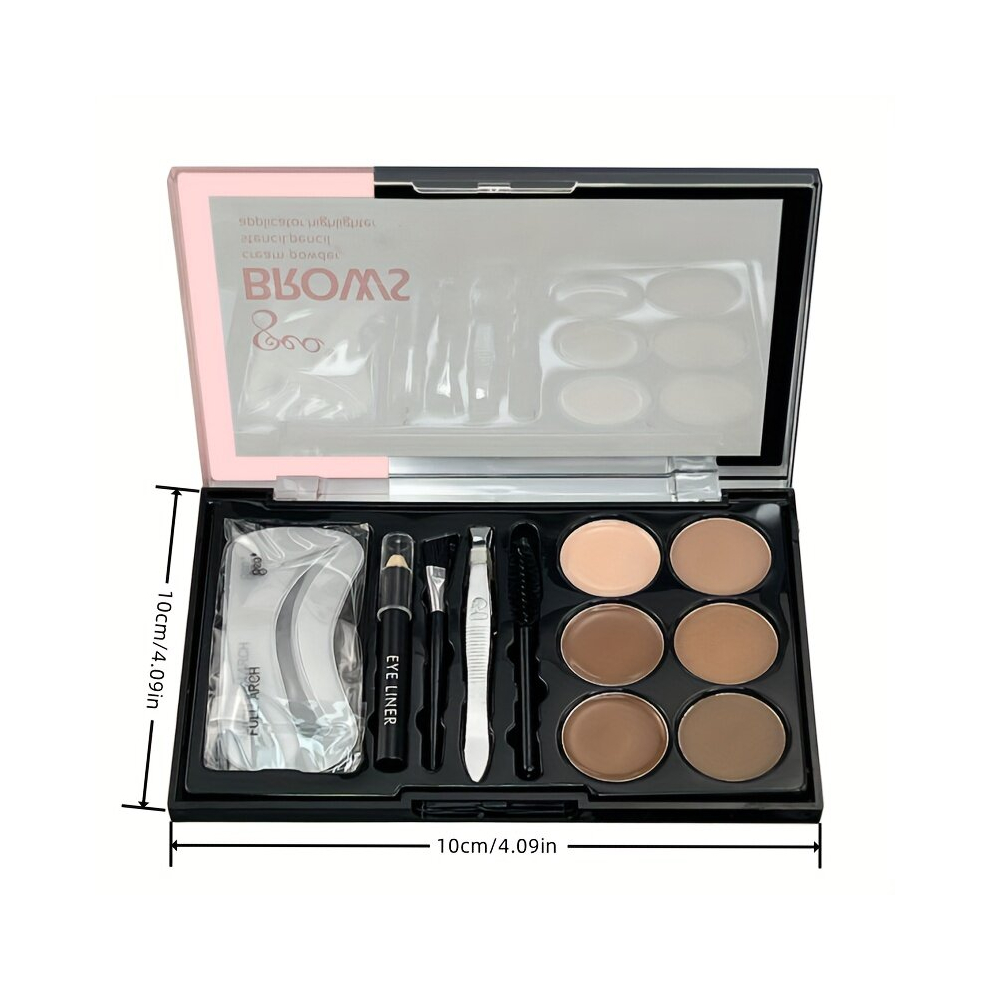 Multicoloured Three Dimensional Eyebrow Powder 6 Eyebrow Cream Waterproof Sweat Proof Makeup Holding Nose Shadow Eyeshadow Contouring Palette Makeup Set For Beginne