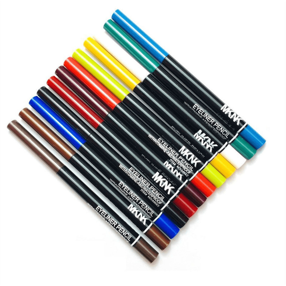 Multicoloured 12Pcs Set Multifunctional Colorful Eyeliner Pen Luminous Waterproof Lip Liner Pen For Eyeshadow And Makeup