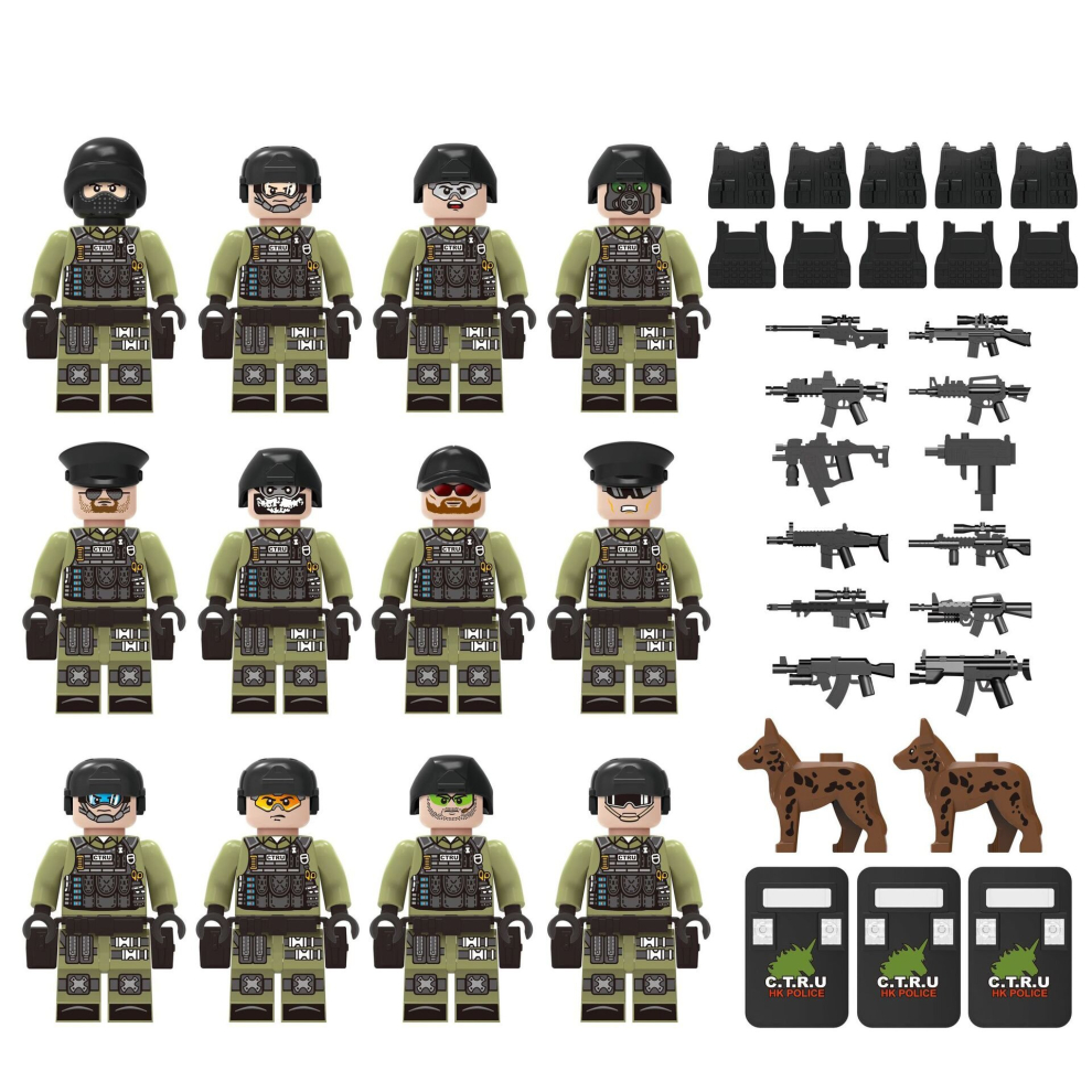 (12Pcs/set) 8-12Pcs/set Counter-Terrorism Police Building Blocks Action Minifigure Toys Fit LEGO