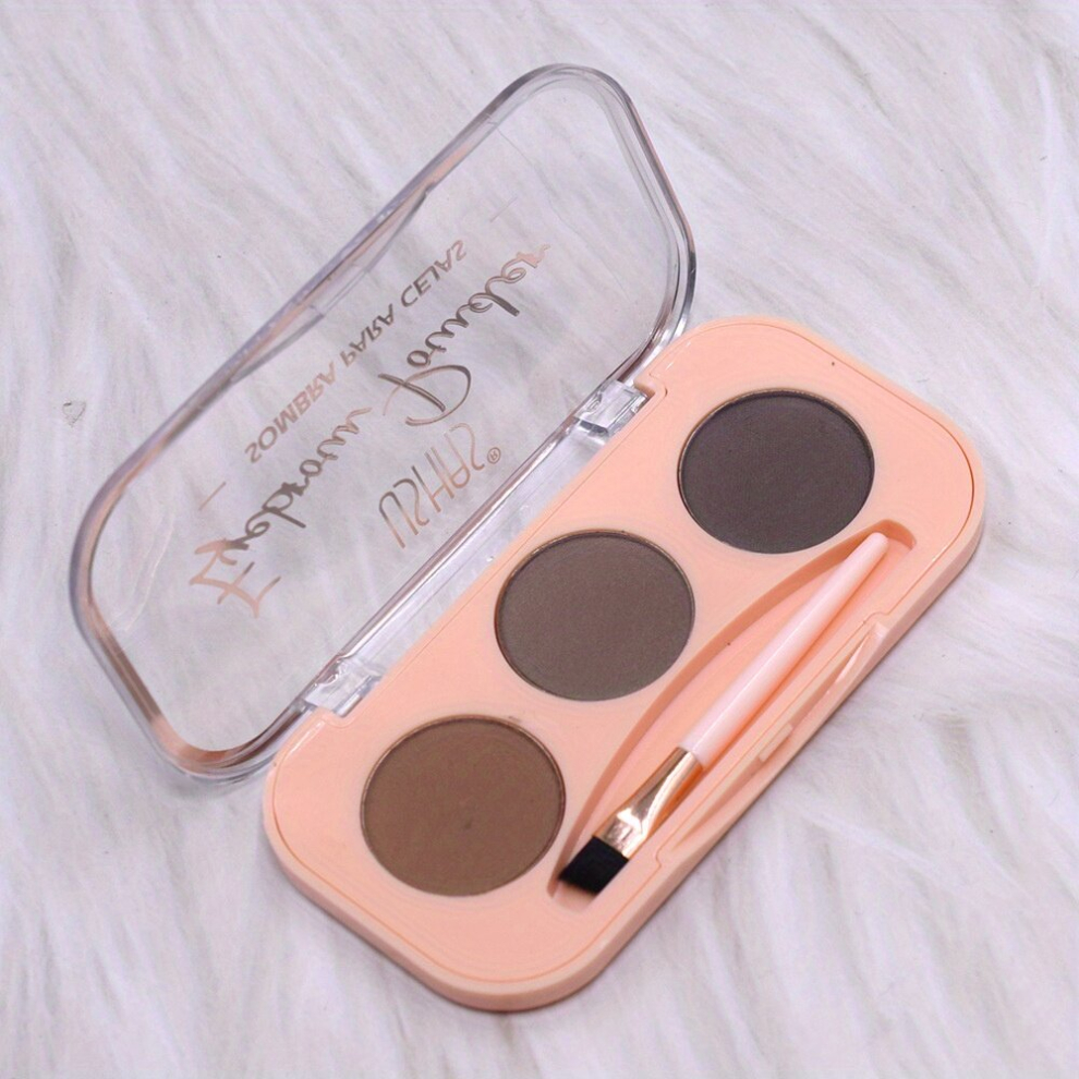 Multicoloured 3 Colors Eyebrow Powder Palette Mini Portable Eyebrow Powder Cosmetics With Eyebrow Brushes