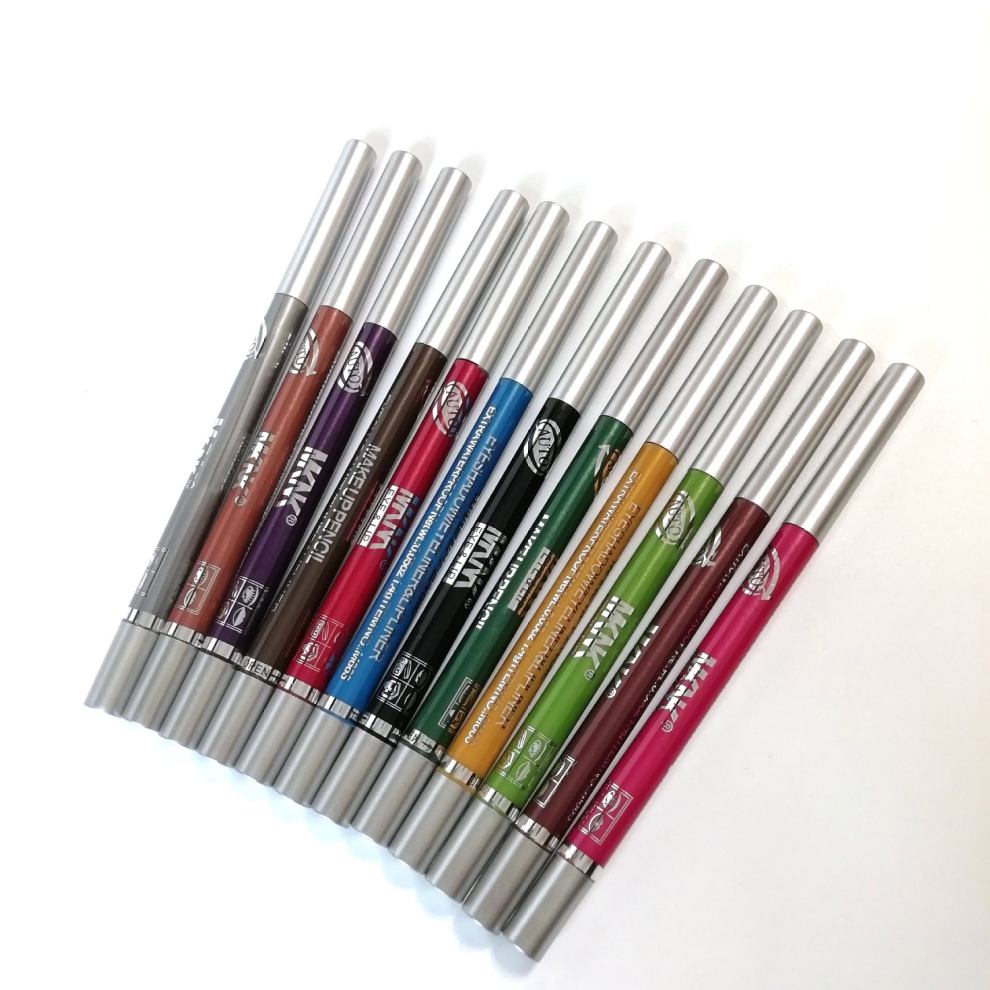 Multicoloured 12Pcs Set Colorful Eyeliner Pen Eyeshadow Pen Makeup Colorful Luminous Waterproof Eye Purple Green Makeup Stick Set