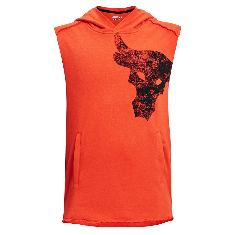 (XL, Orange) Under Armour Project Rock Terry Short Sleeve Mens Orange Hoodie Top 1351845 851 (UK )