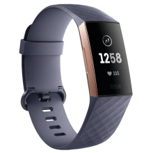 Smartwatch Fitbit Charge 3 dial χρυσό 40mm λουράκι από καουτσούκ βραχιόλι γυμναστικής