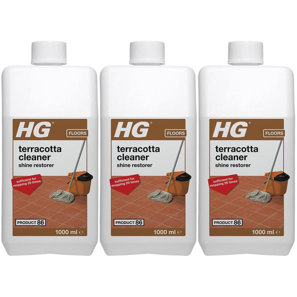 3 x HG Terracotta Floor Tile Cleaner Shine Restorer (Product 86) - 1 Litre