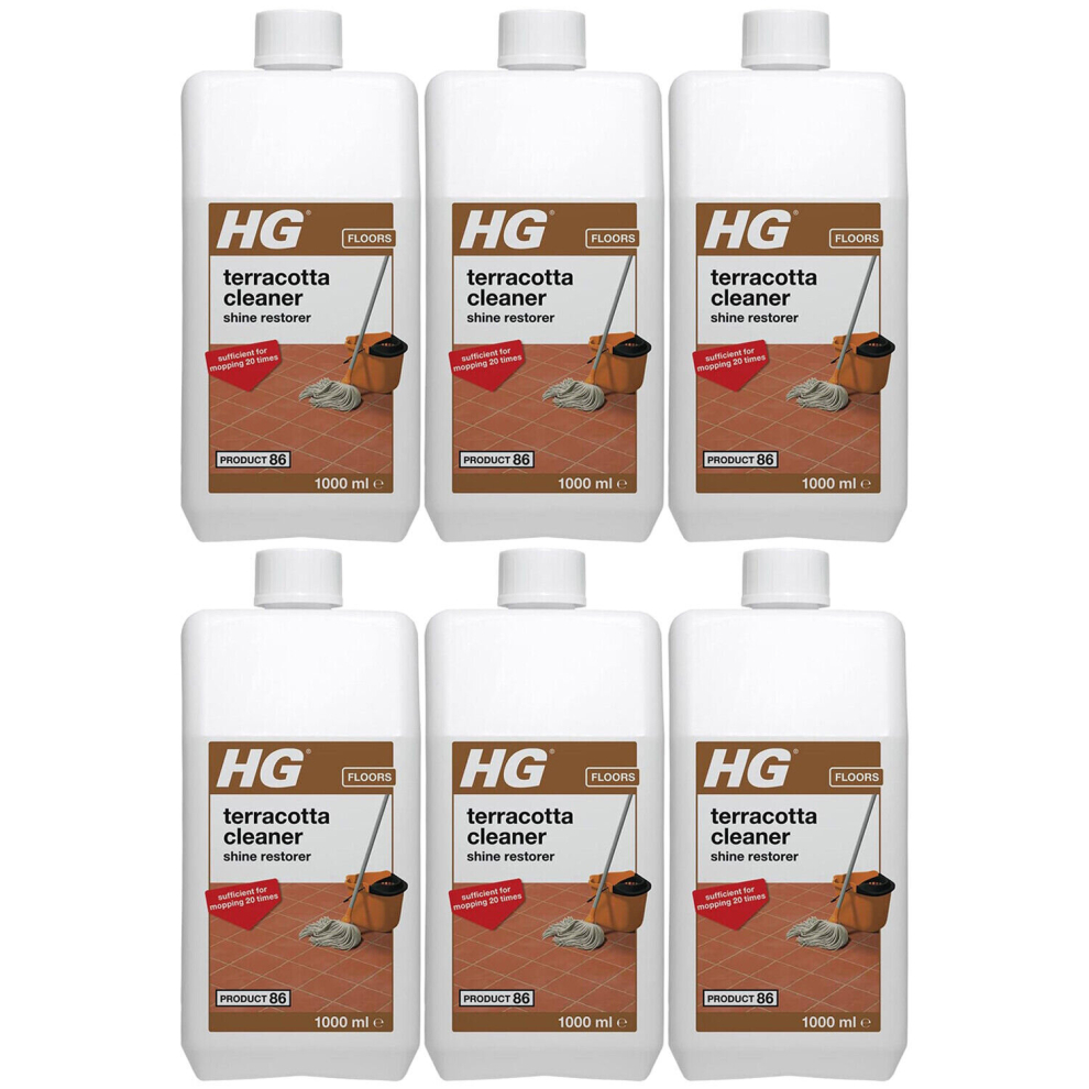 6 x HG Terracotta Floor Tile Cleaner Shine Restorer (Product 86) - 1 Litre