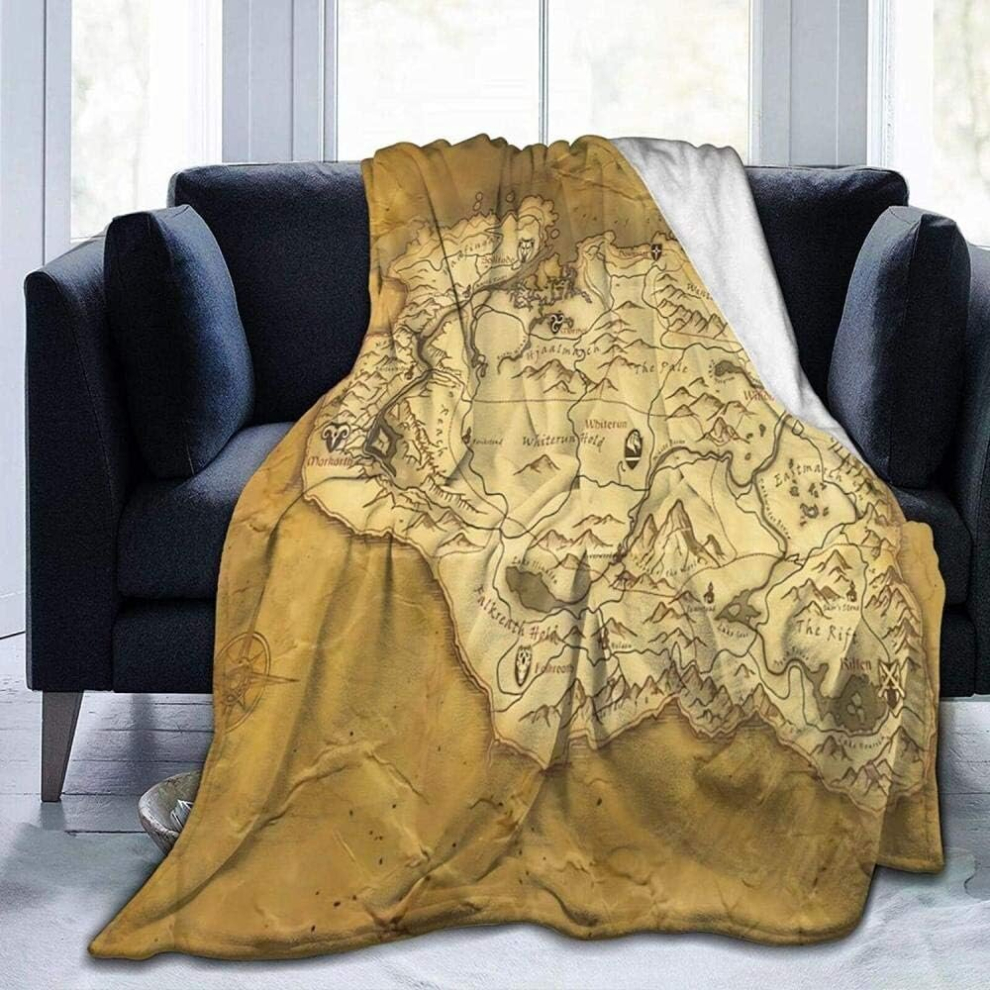 (150CM X 125CM) Ultra Soft Blanket Skyrim Super Soft Microworn Parchment Blanket for Adult And Child Washable for Sofa Bed