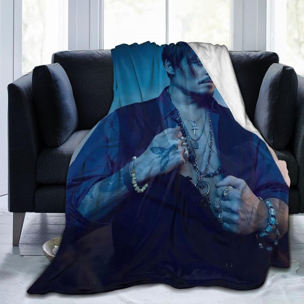 (200CM X 150CM) Johnny Depp Blanket 3D Print Plush Lamb Blanket Bedding Decor for Living Room Bedroom Dorm Decor (3Sizes)