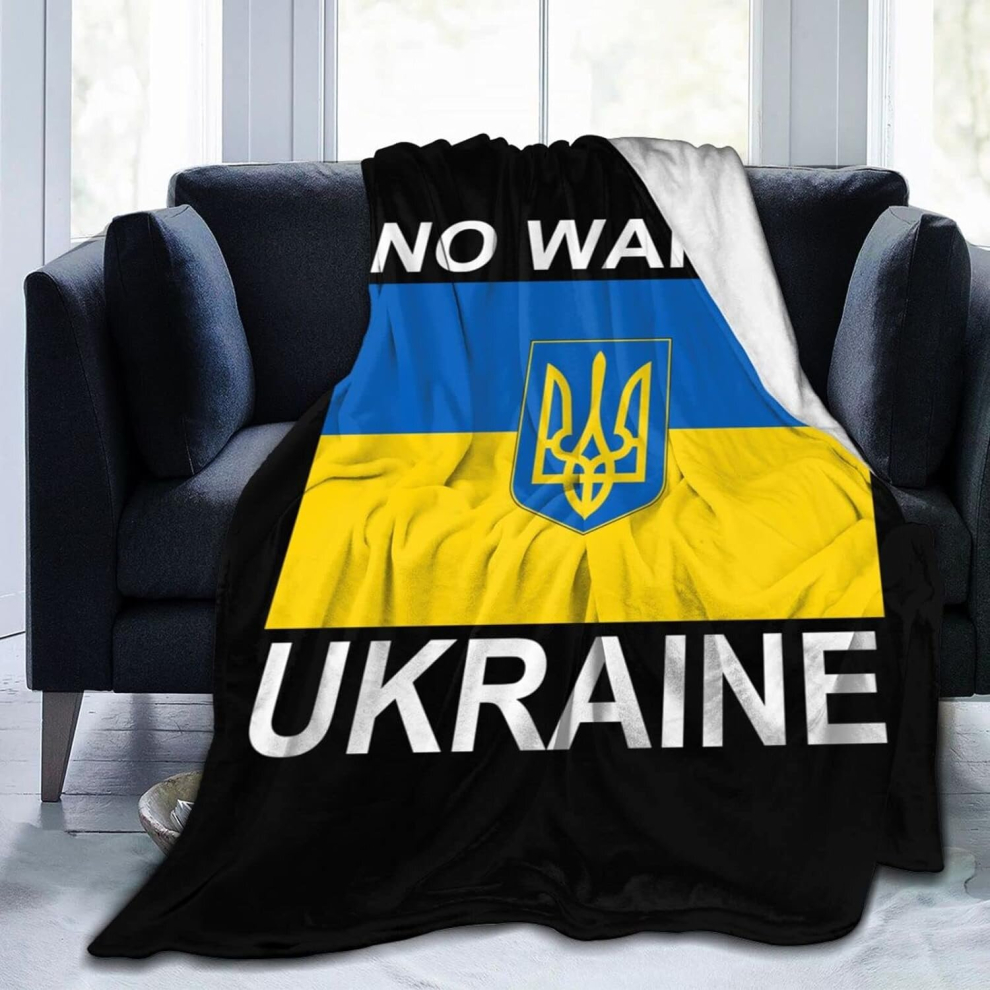 (150CM X 125CM) Flannel Throw Blanket No War Ukraine Printed Blanket Ultra Soft Cozy Single Blanket Washable for Bed Sofa