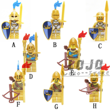 8pcs Golden Knight, Ancient Roman Soldier Building Block, Man's Castle Series r Minifigures Fit Lego