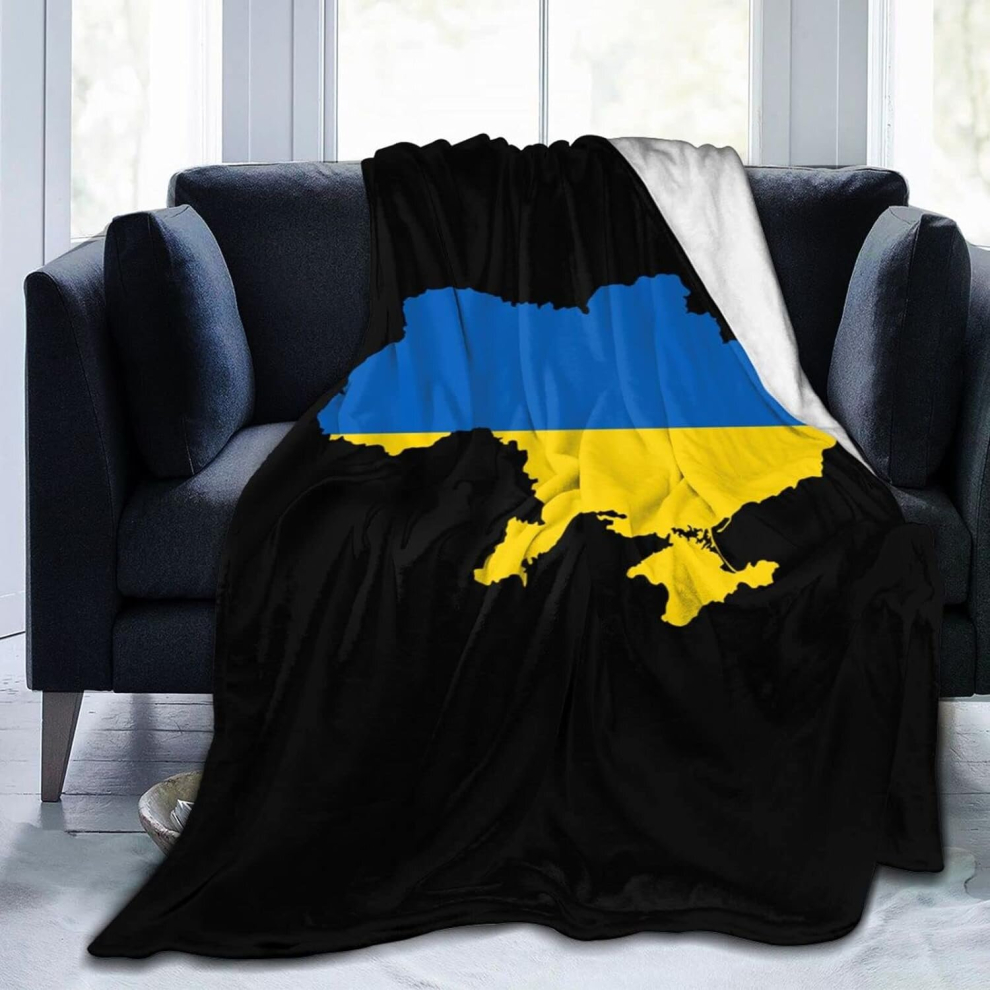 (200CM X 150CM) Ukraine Terrain Map Blanket Printed Flannel Throw Blanket Anti-Pilling BlanketBedroom