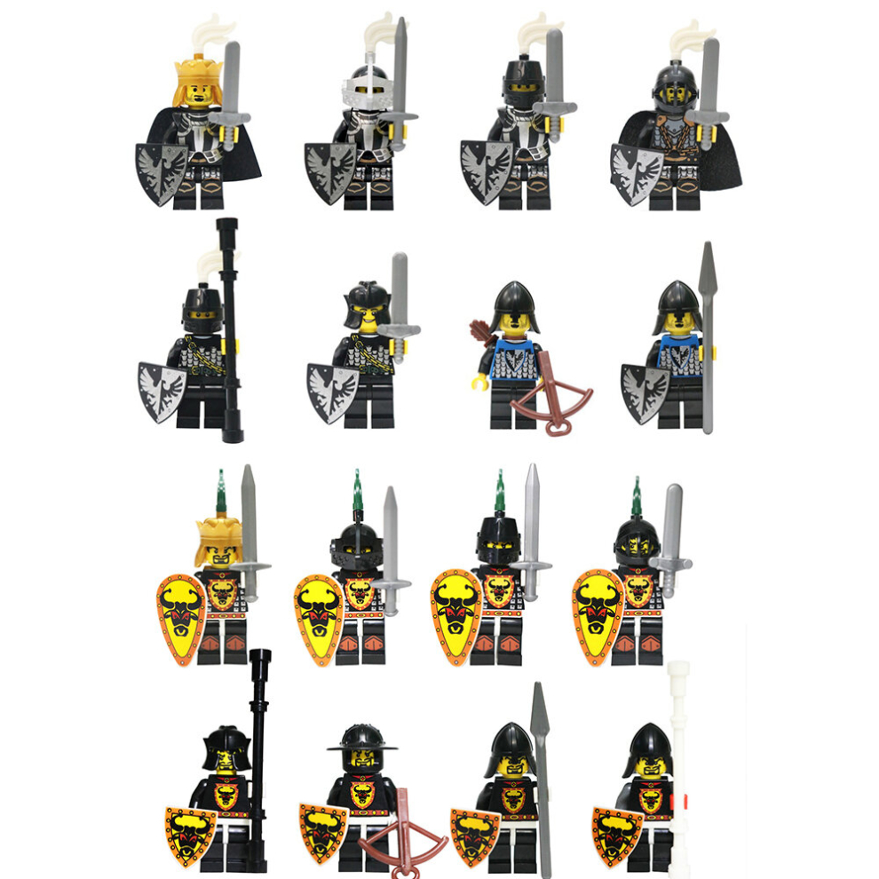 (Style C 16pcs) 16pcs Medieval Roman Soldier Building Block Man Castle Series r Minifigures Fit Lego