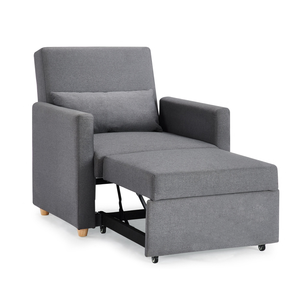 Ross Single Chair Sofa Bed Armchair Sleeper Grey  Pull Out