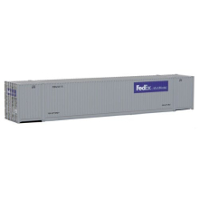 Modelo em escala Walthers SceneMaster HO da FedEx MultiModal (cinza roxo) Recipiente lateral ondulado Singamas de 53' 949-8504