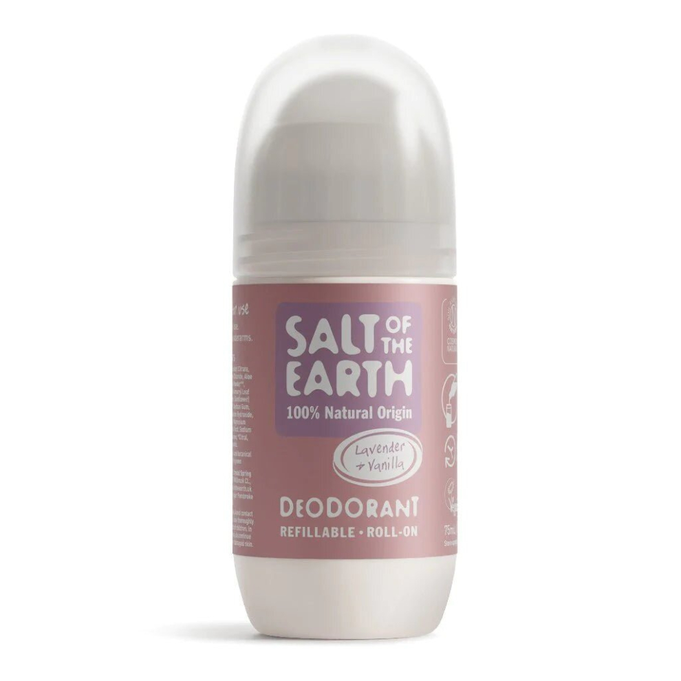 Salt Of The Earth Lavender Natural Deodorant Refillable Roll On & Vanilla 75Ml