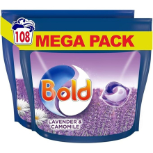 Bold All-in-1 Pods Laundry Detergent Tablets (108 washes) Lavender & Camomile - Built-in Fabric Softener, Dissolves Completely, Lenor Freshness