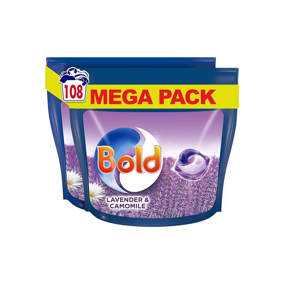 Bold All in 1 PODS Washing Liquid Laundry Detergent Tablets Capsules 108Washes 54 x 2Lavender & Camomile Scent Brilliant Cleaning  In Lenor Freshness