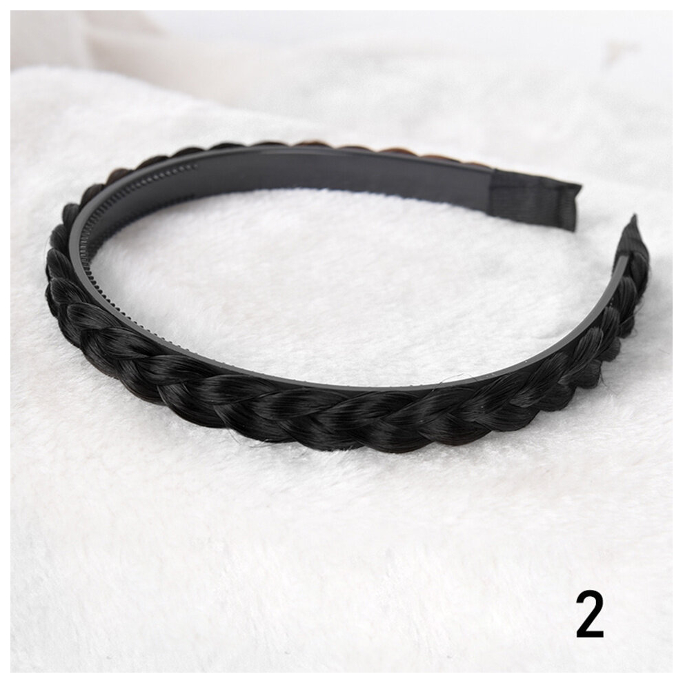 Unisex Multicoloured Stylish Synthetic Fishbone Braid Wig With Twist Braid Headband Perfect For Daily Wear And Parties