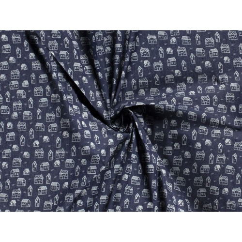 Minerva Stretch Woven Denim Fabric Navy - per metre