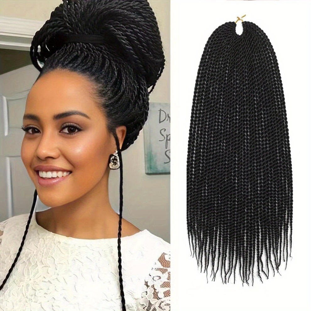 60 96 Cm Synthetic Senegalese Twist Crochet Braiding Hair Extensions For Women Hot Water Setting Crochet Braiding Hair Extensions With Straight Ends