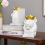 Decorative White King Lion Home Office Adult Kids Bookend Set 2